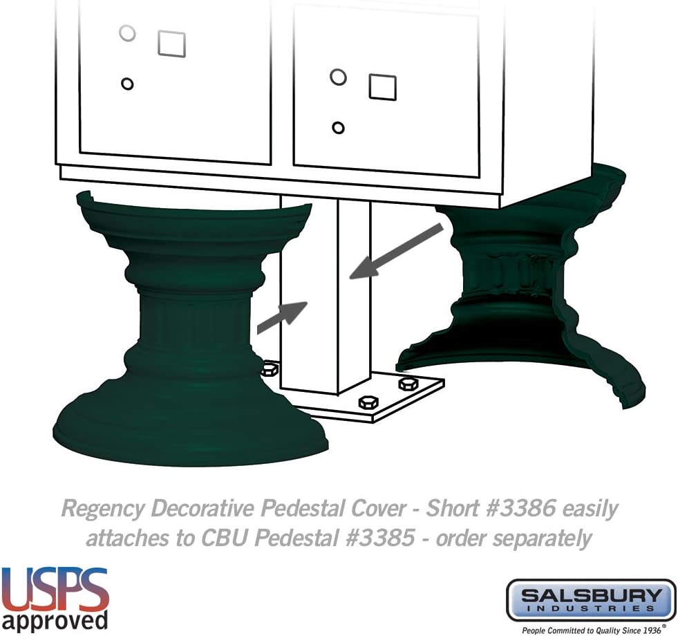 Salsbury Industries 3386GRN Regency Decorative Pedestal Cover Short, Green