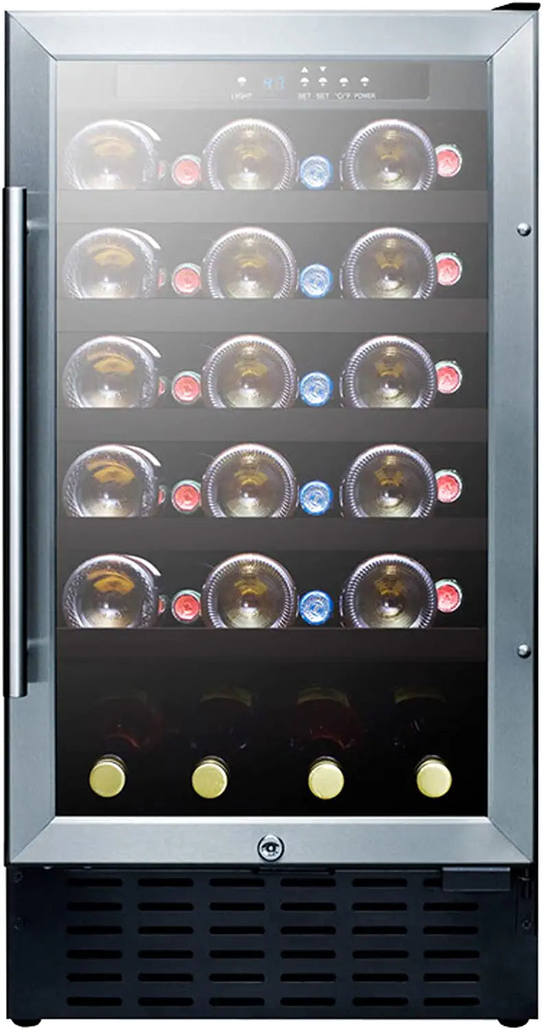 Summit SWC1840BCSSADA 18&#34;&#34; Commercially Approved Wine Cooler with 3.3 cu. ft. Capacity ADA Compliant Digital Thermostat Factory Installed Lock in Stainless Steel