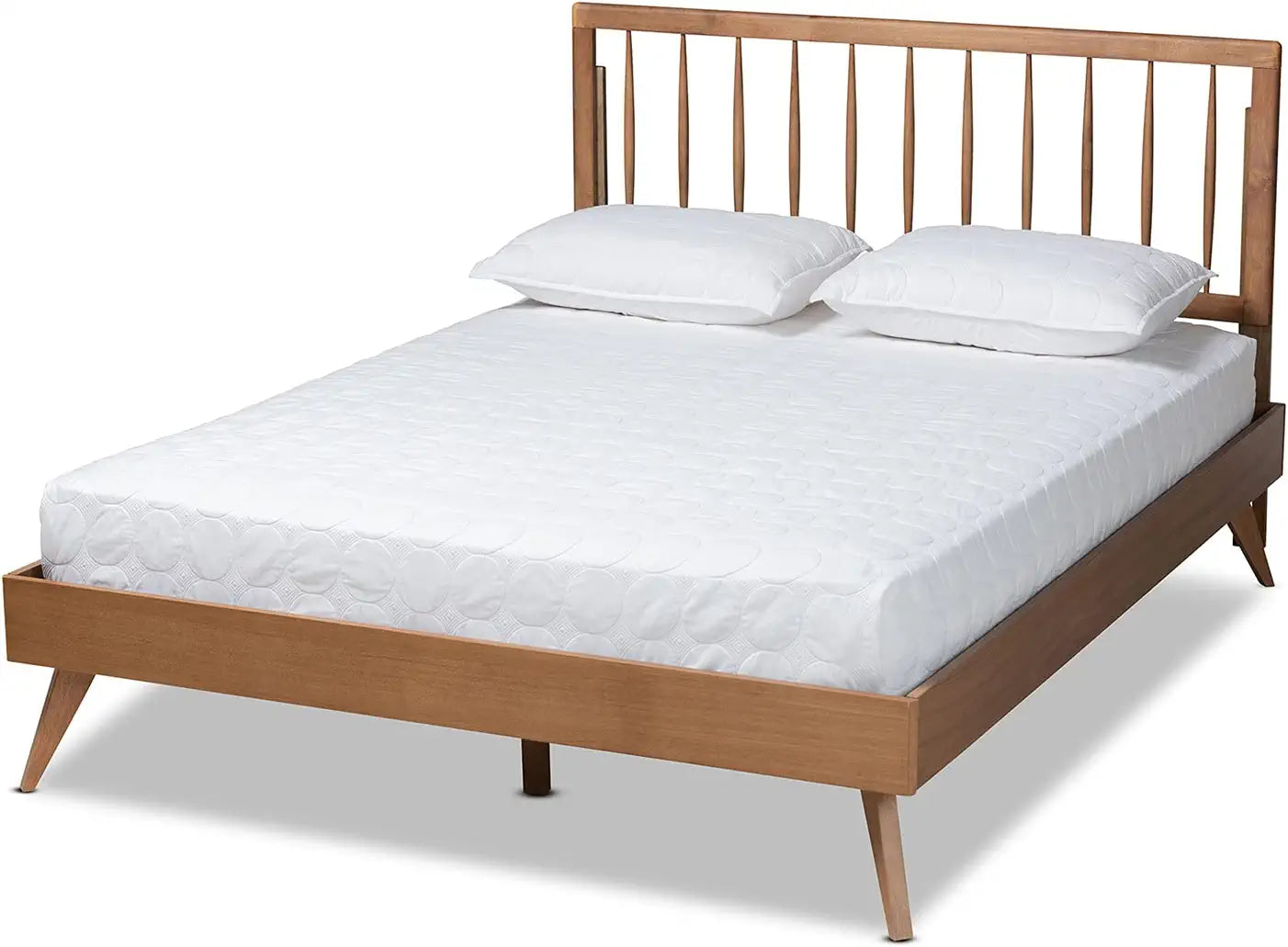 Baxton Studio Toru Mid-Century Modern Ash Walnut Finished Wood Queen Size Platform Bed