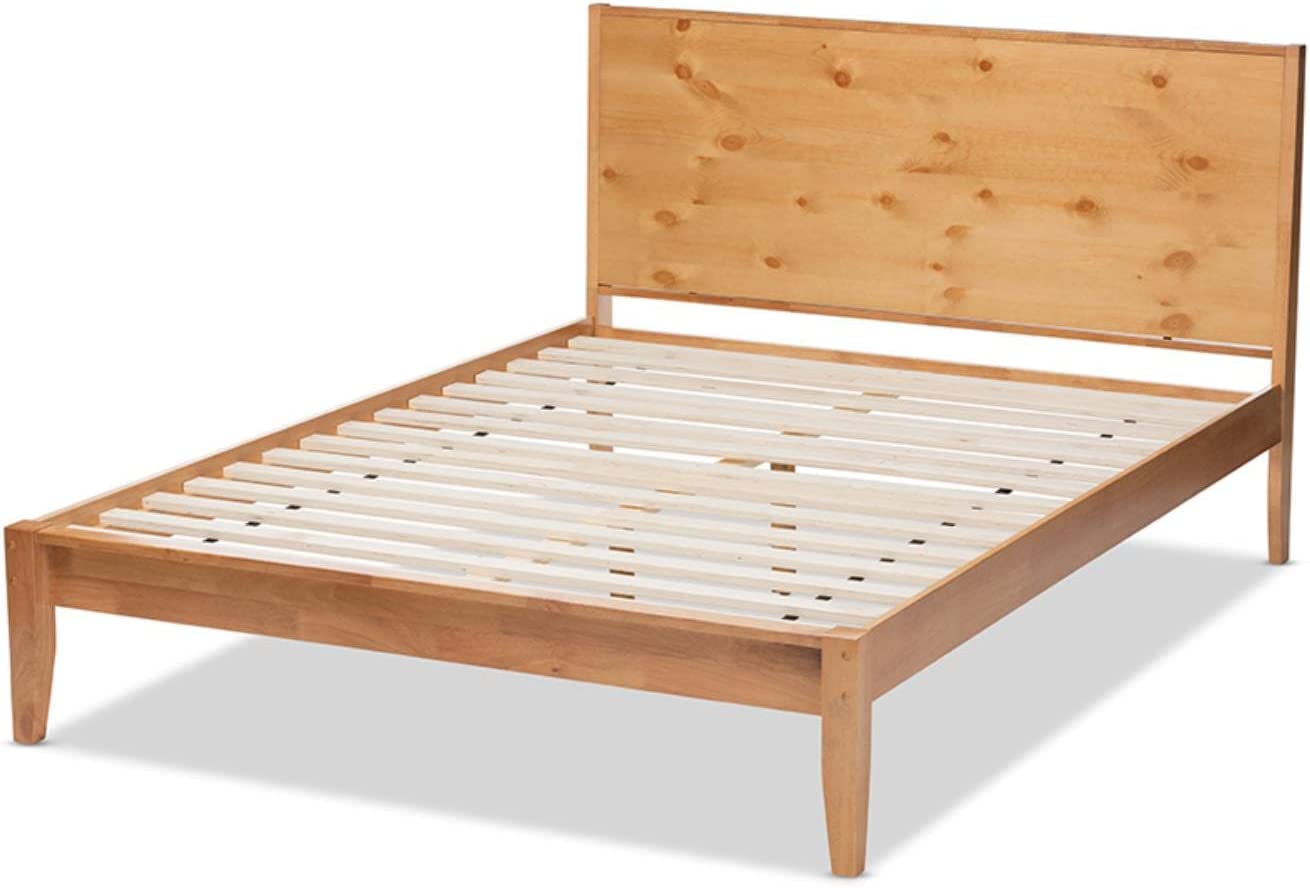 Baxton Studio Marana Modern and Rustic Natural Oak and Pine Finished Wood Queen Size Platform Bed