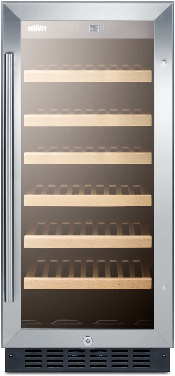 Summit SWC1535B 15&#34; Built-In Undercounter Glass Door Wine Cellar with Lock and Digital Controls, Glass/Black