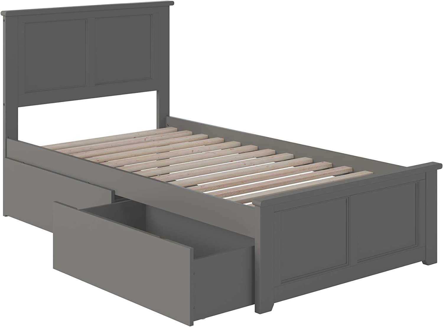 AFI Atlantic Furniture AR8616119 Madison Platform Matching Foot Board and 2 Urban Bed Drawers, Twin XL, Grey