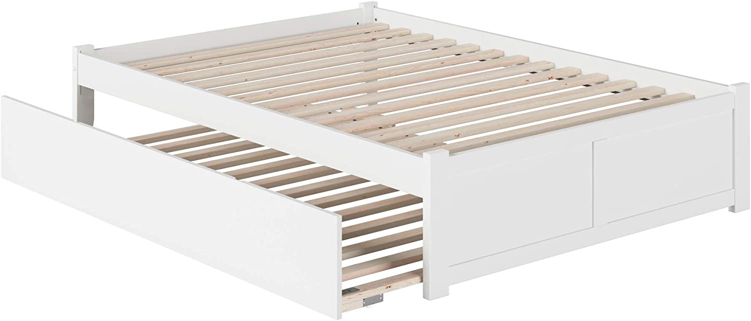 AFI Concord Platform Flat Panel Foot Board and Full Size Urban Trundle Bed, White