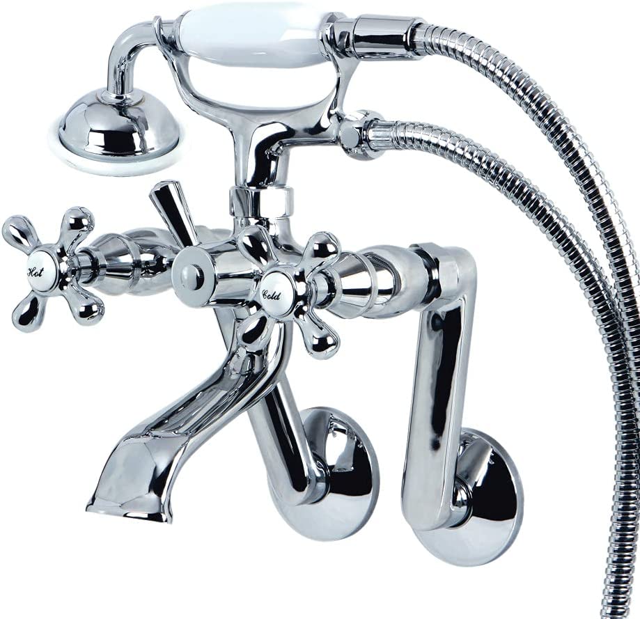 Kingston Brass KS269C Vintage Wall Mount Clawfoot Tub Filler with Hand Shower, Chrome