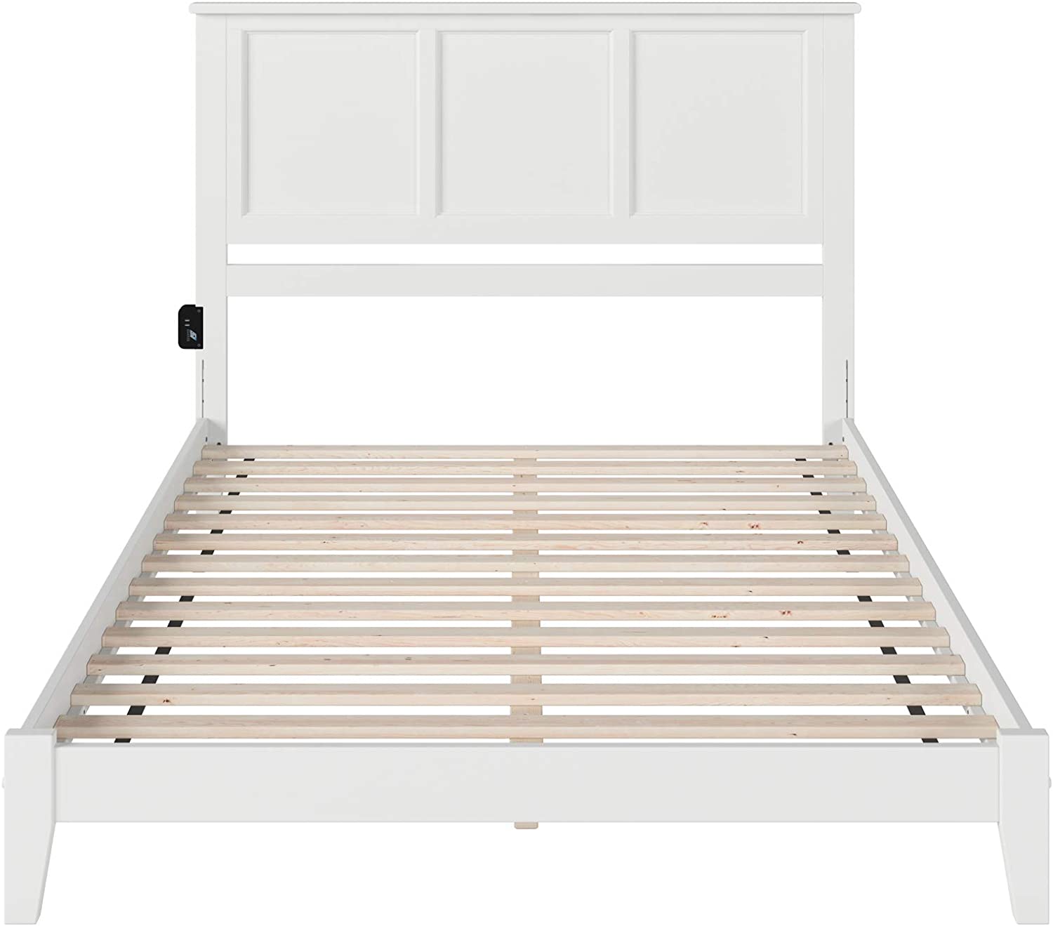 AFI Madison Platform Bed with Open Footboard and Turbo Charger, Queen, White