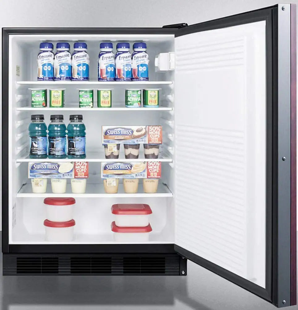 Summit Appliance FF7BKBIIF Commercially Listed Built-in Undercounter All-Refrigerator for General Purpose Use with Automatic Defrost, Integrated Door Frame for Panels and Black Cabinet