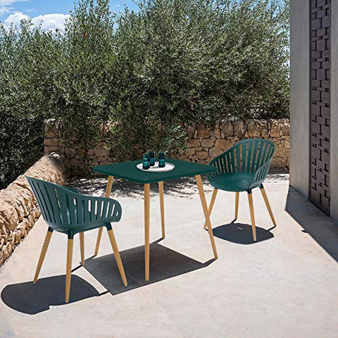 ARMEN LIVING SETODNAGREEN3A Nassau Outdoor 3 Piece Green Eucalyptus Dining Set