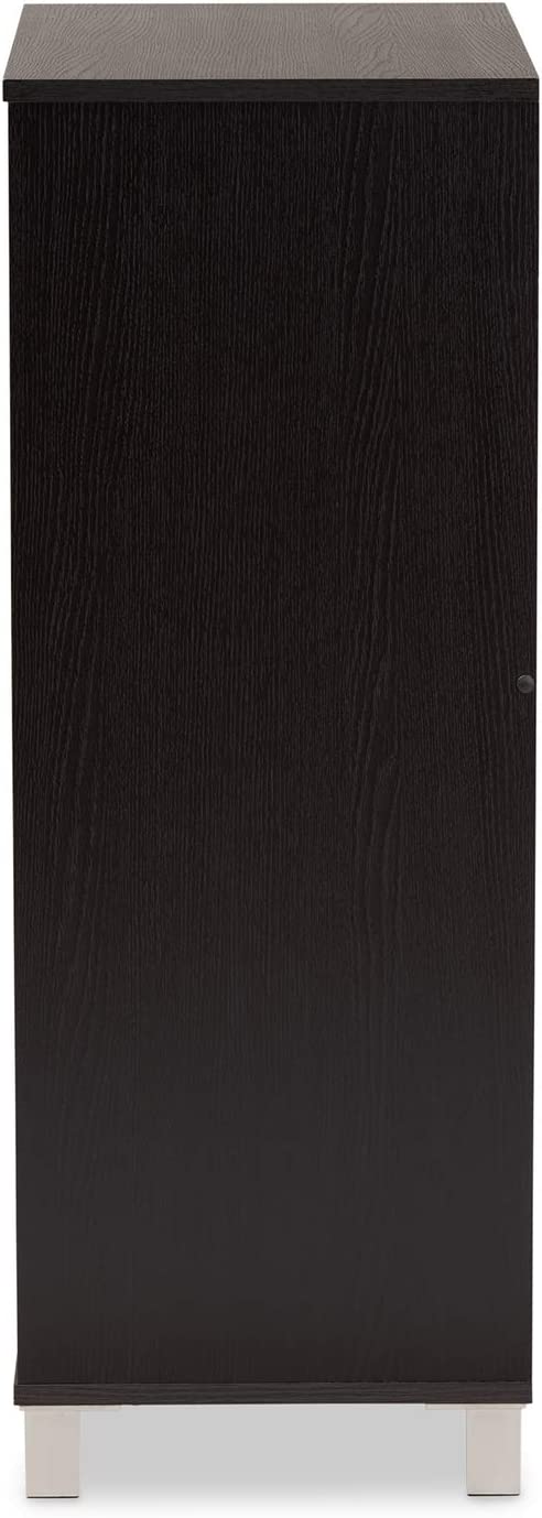 Baxton Studio Ernest Modern and Contemporary Dark Brown Finished Wood 2-Door Shoe Storage Cabinet