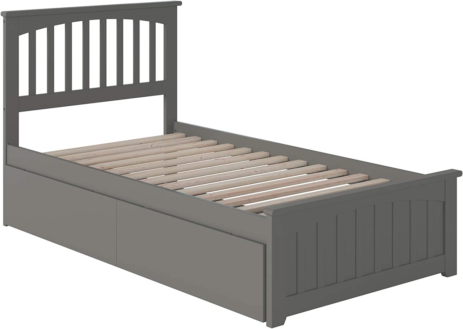 AFI Mission Platform Matching Footboard and Turbo Charger with Urban Bed Drawers, Twin/X-Large, Grey