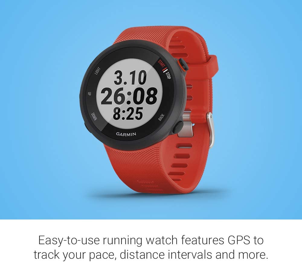 Garmin Forerunner 45, 42mm Easy-to-Use GPS Running Watch with Garmin Coach Free Training Plan Support, Red