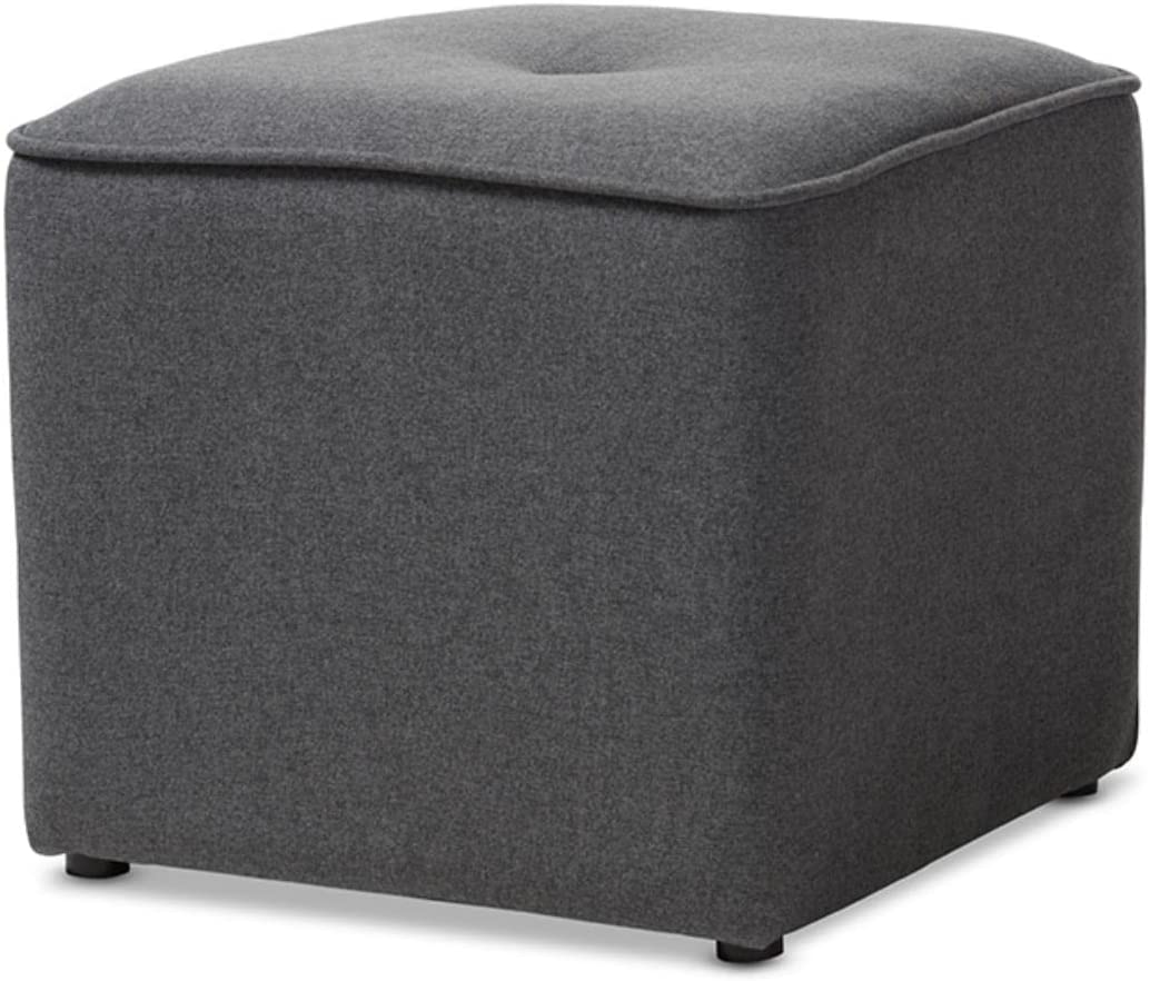 Baxton Studio Corinne Modern and Contemporary Dark Grey Fabric Upholstered Ottoman Grey//Contemporary/Fabric Dacron 100%&#34;/Eucalyptus Wood/HDF/Foam