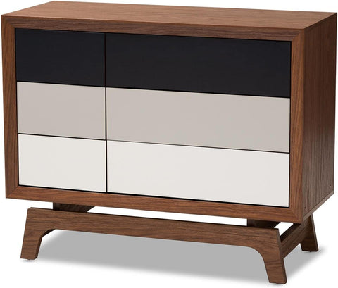Baxton Studio Svante Mid-Century Modern Multicolor Finished Wood 6-Drawer Chest