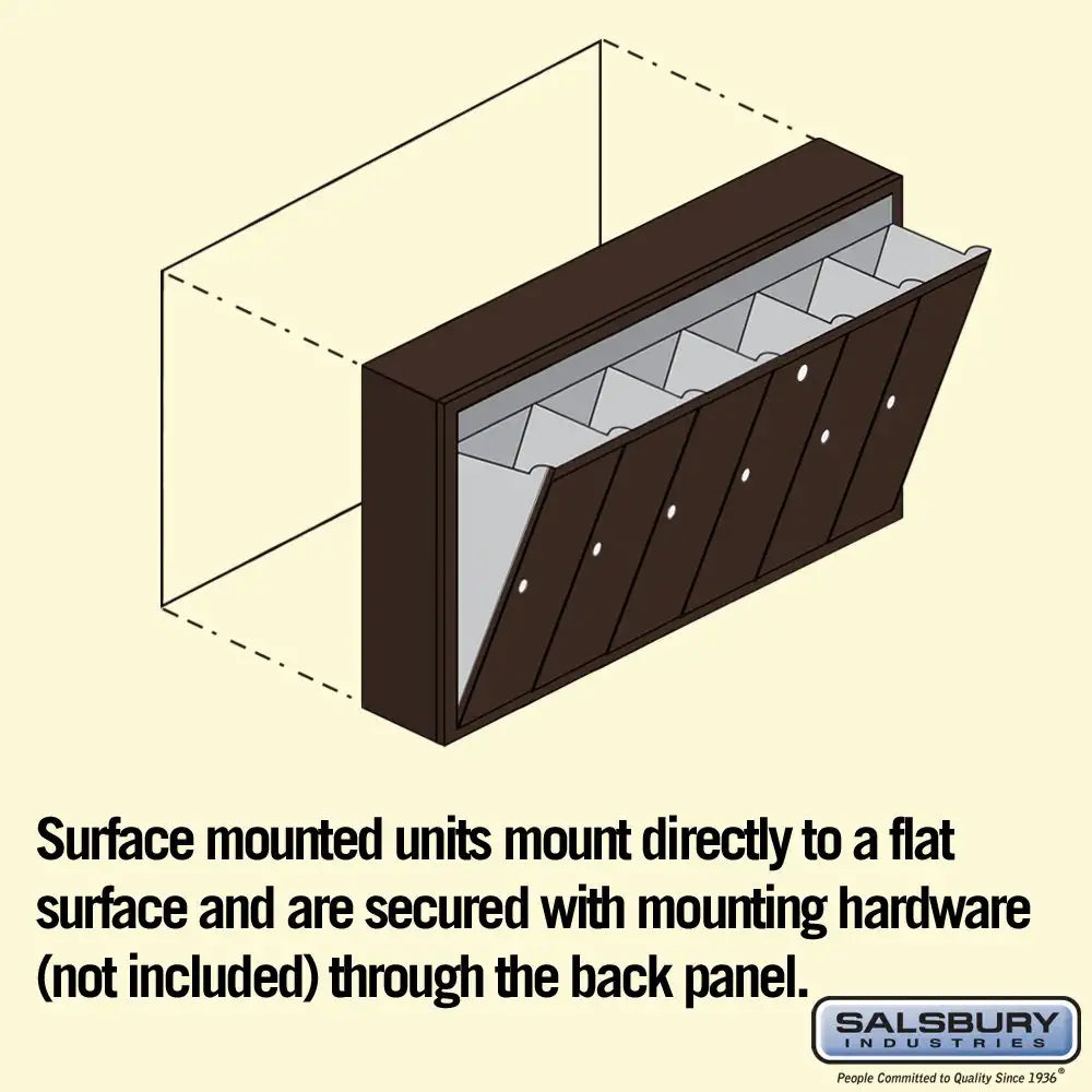 Salsbury Industries 3506ZSU Surface Mounted Vertical Mailbox with USPS Access and 6 Doors, Bronze