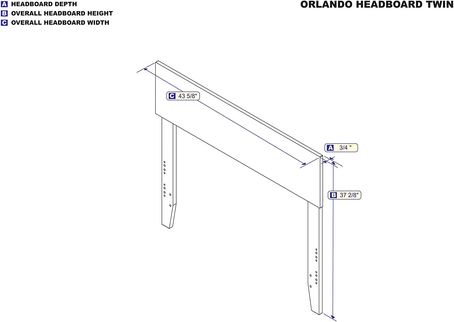 AFI Orlando Headboard with Turbo Charger, Twin, White