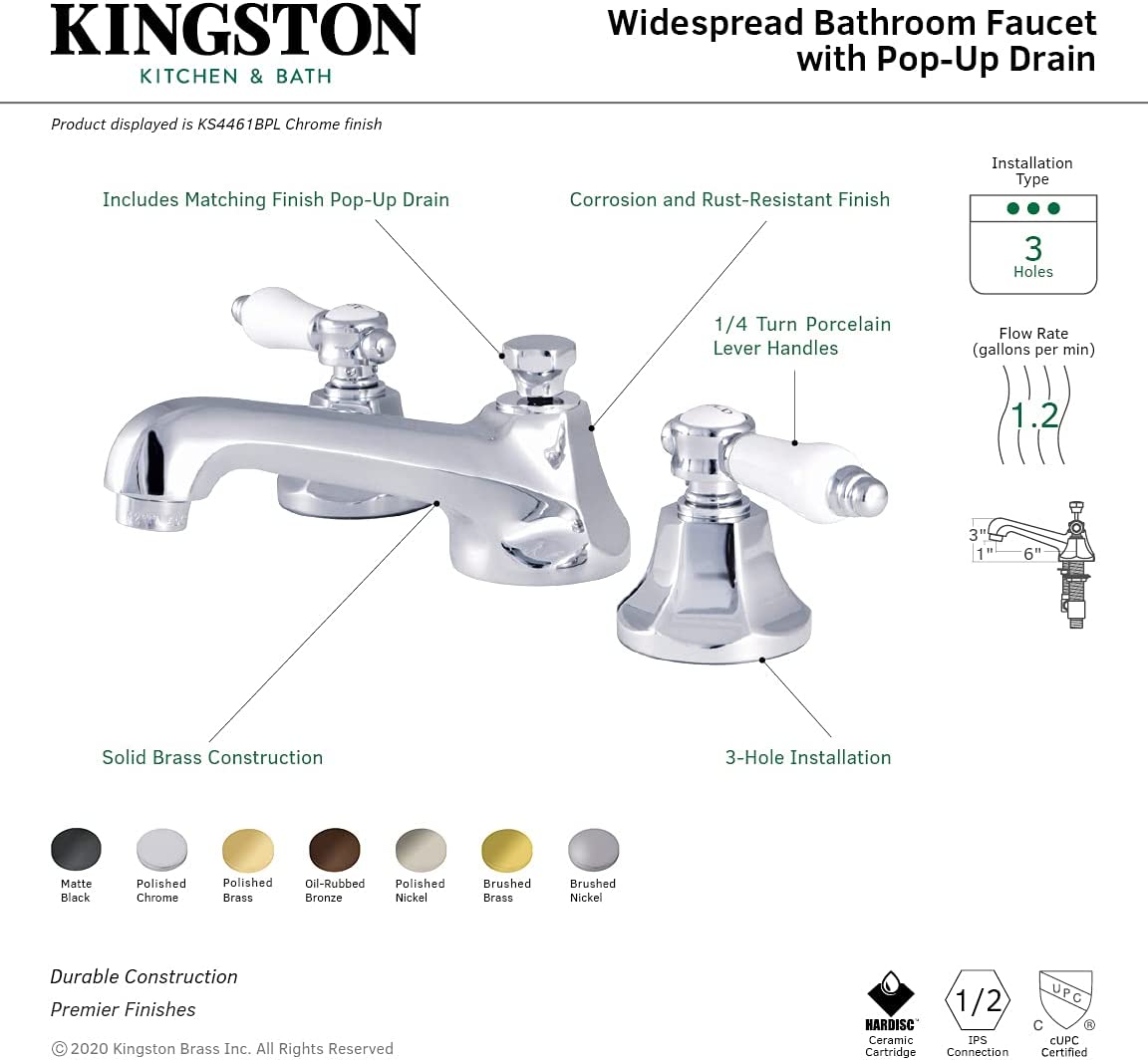 Kingston Brass KS4463BPL Bel-Air 8&#34; Widespread Bathroom Faucet, Antique Brass