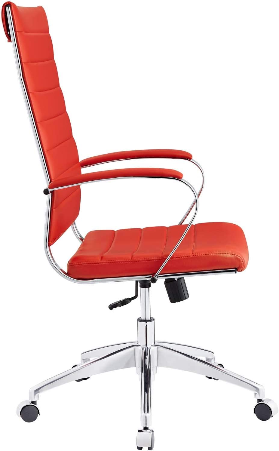 Modway Jive Ribbed High Back Tall Executive Swivel Office Chair With Arms In Red