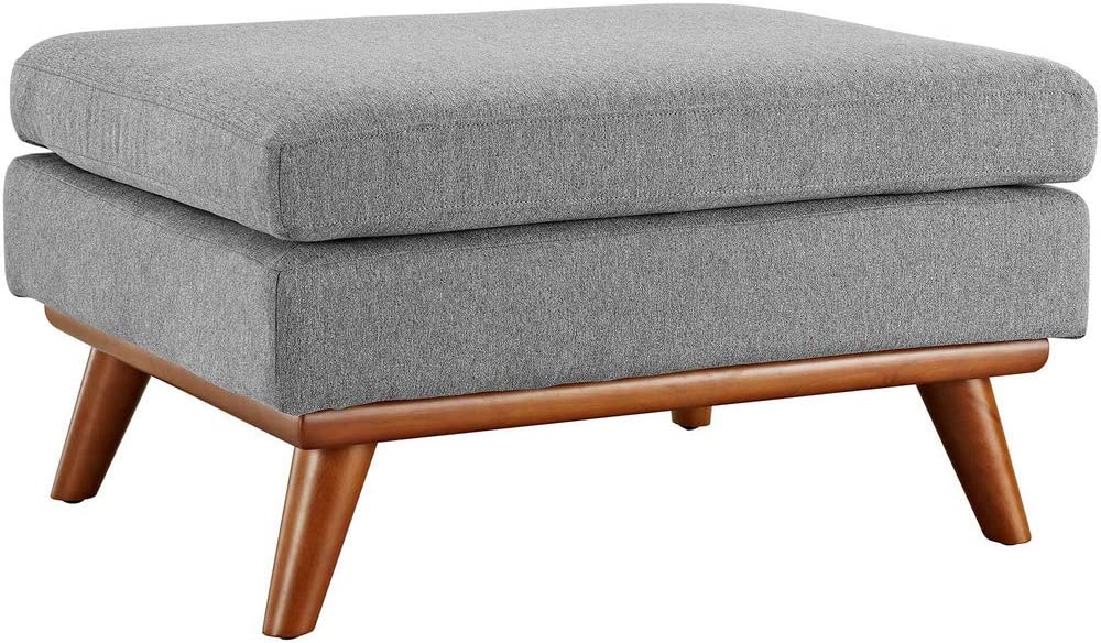 Modway Engage Mid-Century Modern Upholstered Fabric Ottoman in Expectation Gray