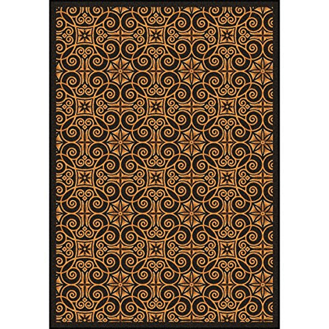 Joy Carpets Any Day Matinee Antique Scroll Theater Area Rugs, 64-Inch by 92-Inch by 0.36-Inch, Brown