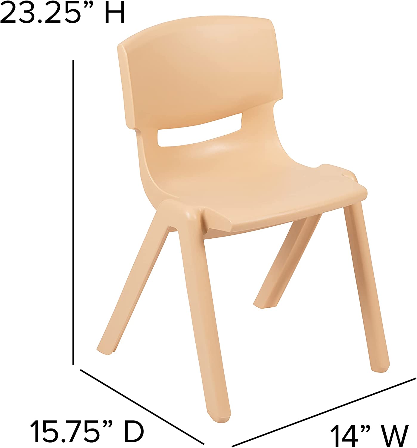 Flash Furniture Natural Plastic Stackable School Chair with 13.25&#34; Seat Height