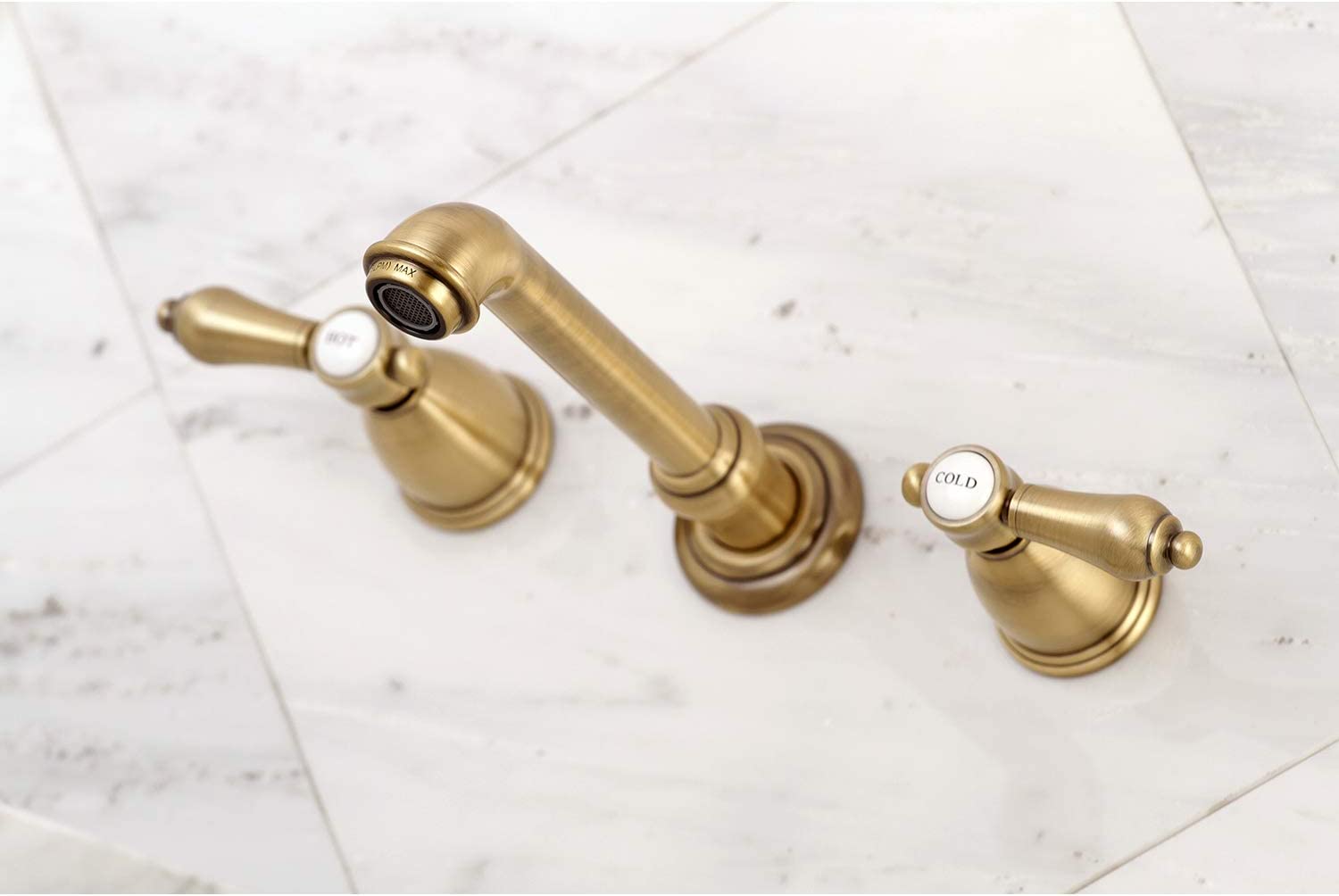 Kingston Brass KS7123BAL 8-Inch Center Wall Mount Bathroom Faucet, Antique Brass