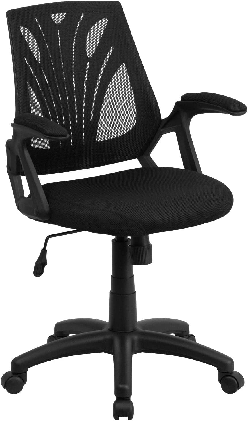 Flash Furniture Mid-Back Designer Black Mesh Swivel Task Office Chair with Open Arms