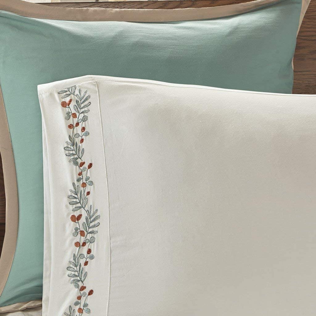 JLA Home INC Madison Park Fay King Size Bed Comforter Set Bed in A Bag - Taupe, Floral Leaf ‚Äì 10 Pieces Bedding Sets ‚Äì Cotton Sateen Bedroom Comforters