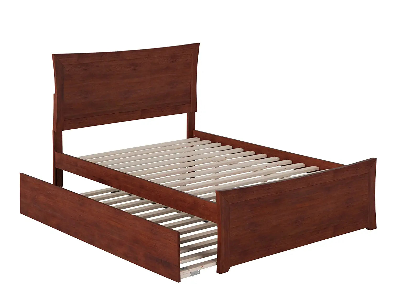 AFI Metro Platform Bed with Matching Footboard and Turbo Charger with Twin Size Urban Trundle, Full, Walnut