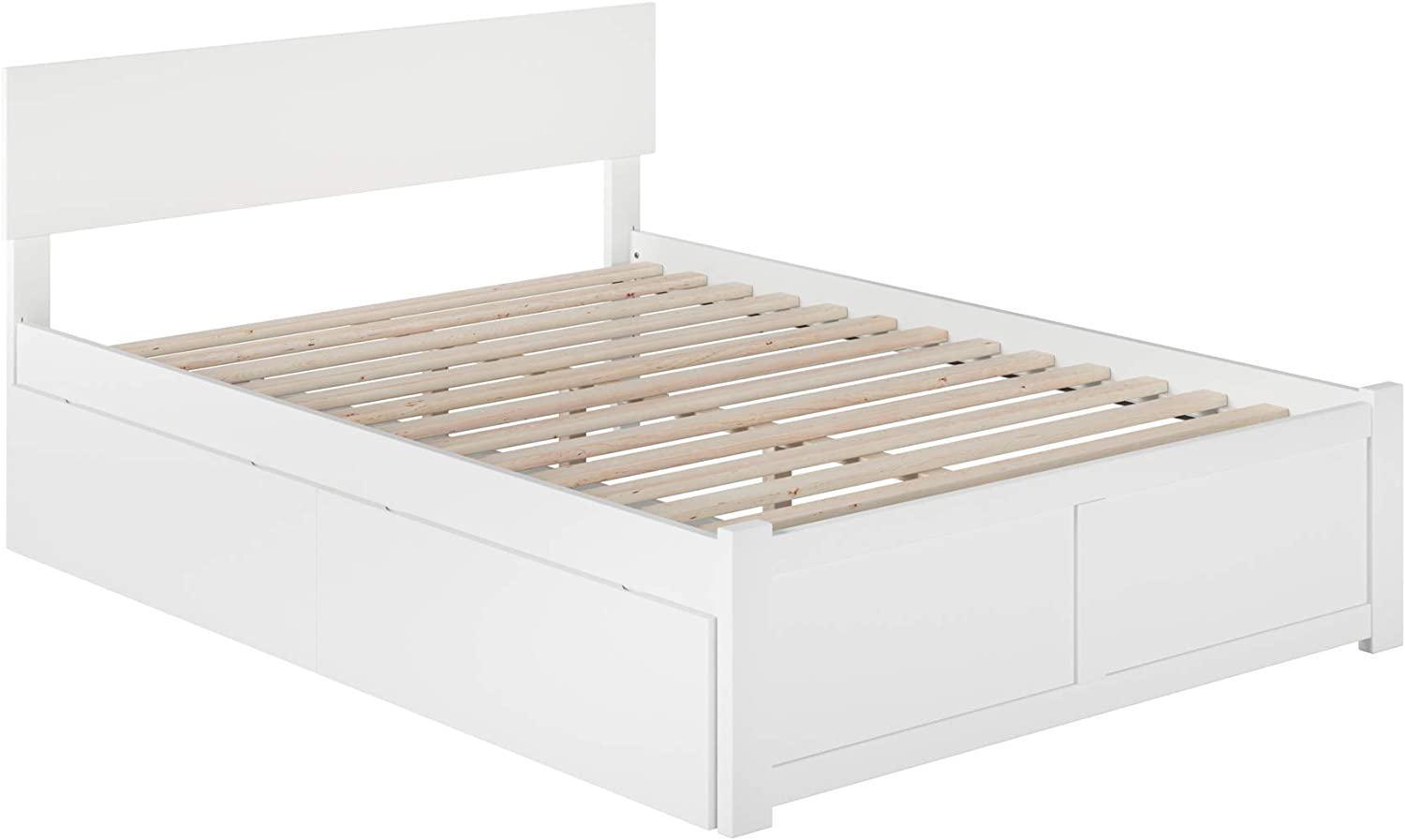 AFI Orlando Platform Flat Panel Footboard and Turbo Charger with Urban Bed Drawers, Full, White