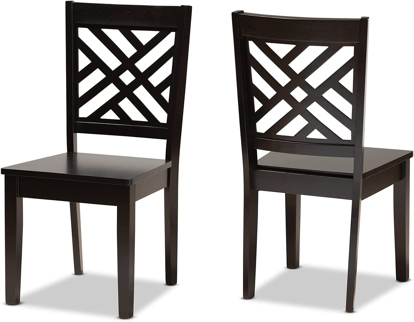 Baxton Studio Caron Modern and Contemporary Transitional Dark Brown Finished Wood 2-Piece Dining Chair Set