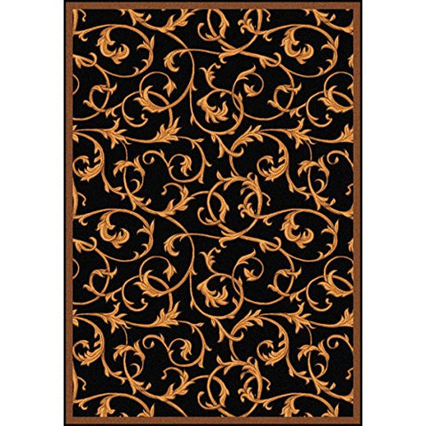 Joy Carpets Any Day Matinee Acanthus Theater Area Rugs, 64-Inch by 92-Inch by 0.36-Inch, Black