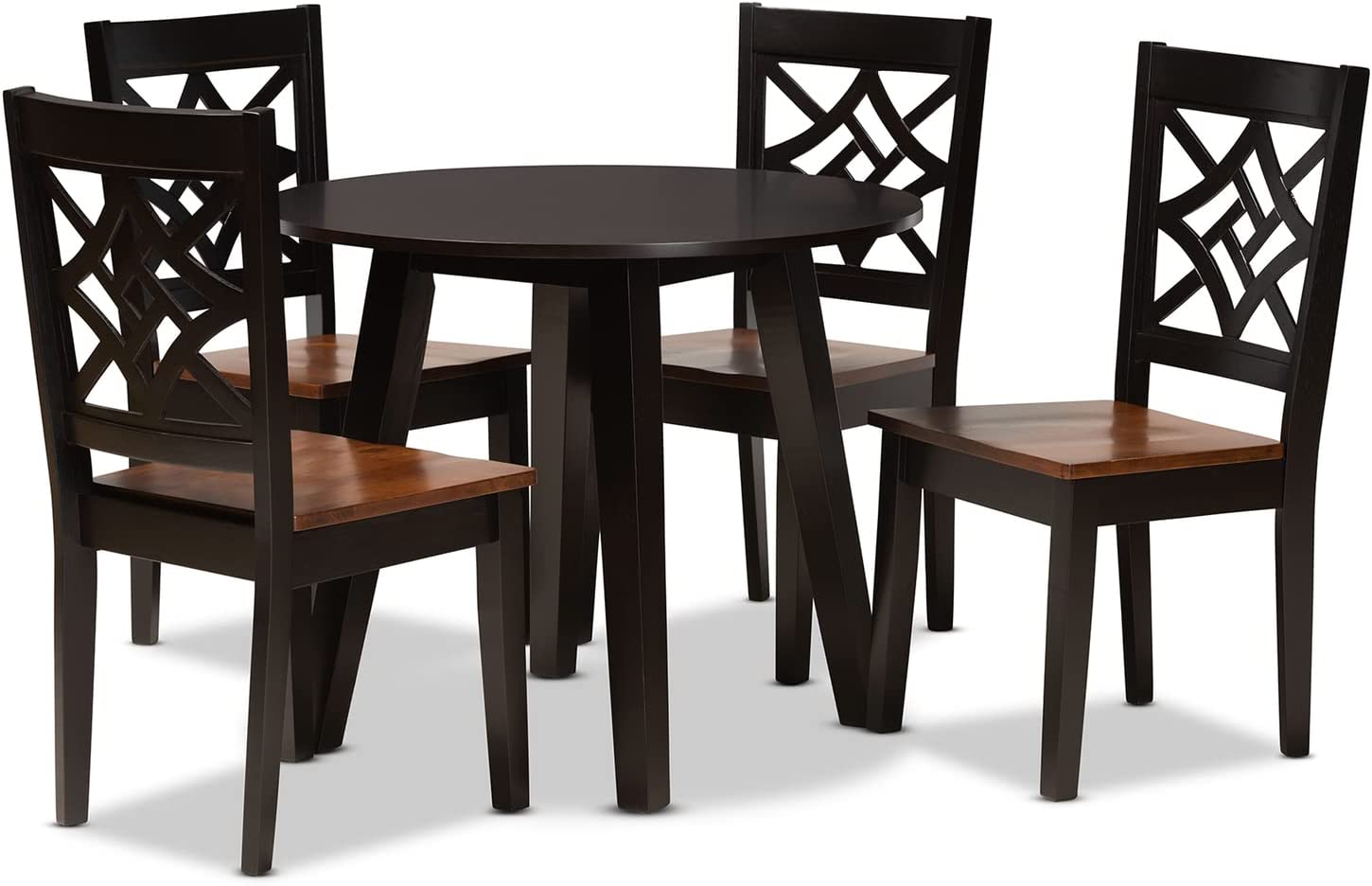 Baxton Studio Rava Modern and Contemporary Two-Tone Dark Brown and Walnut Brown Finished Wood 5-Piece Dining Set