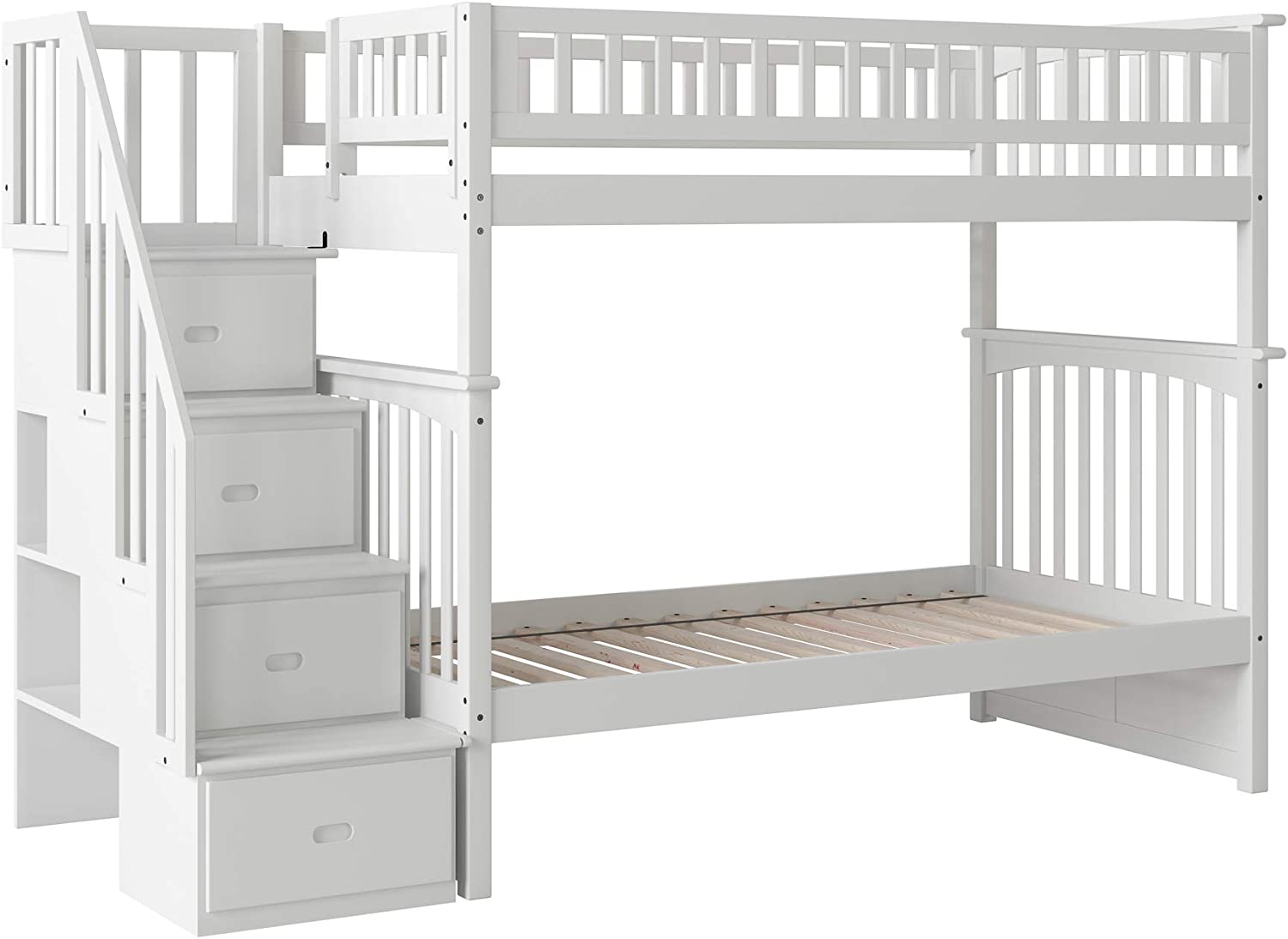 AFI Columbia Staircase Bunk with Turbo Charger, Twin/Twin, White
