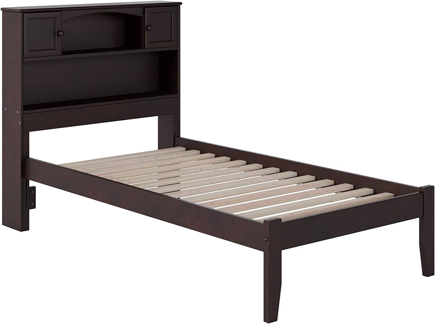 AFI Newport Platform Bed with Open Footboard and Turbo Charger, Twin, Espresso
