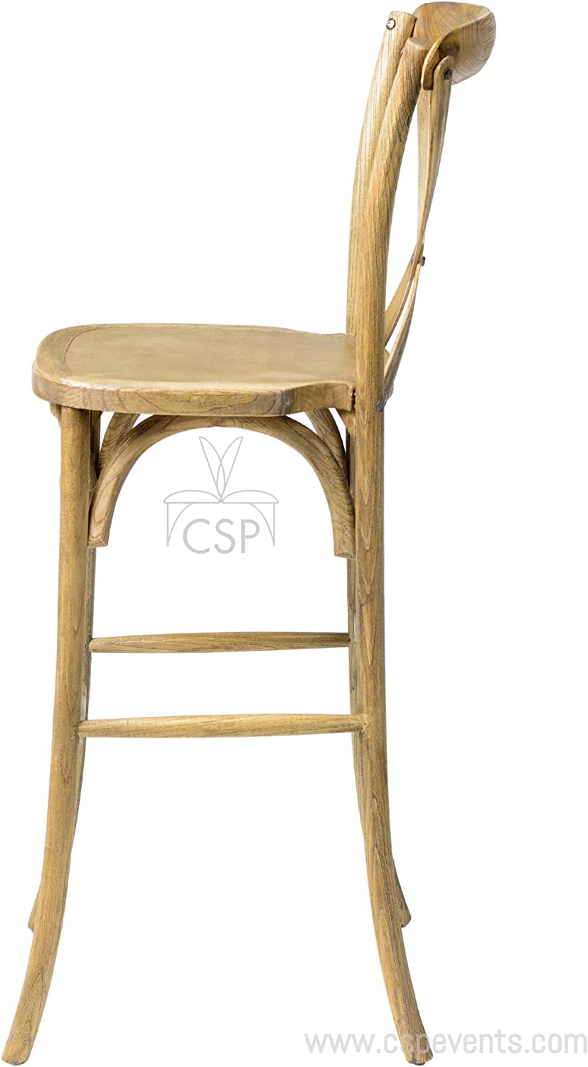 Commercial Seating Products Rustic Tinted Raw Crossback Bar Stool Chairs