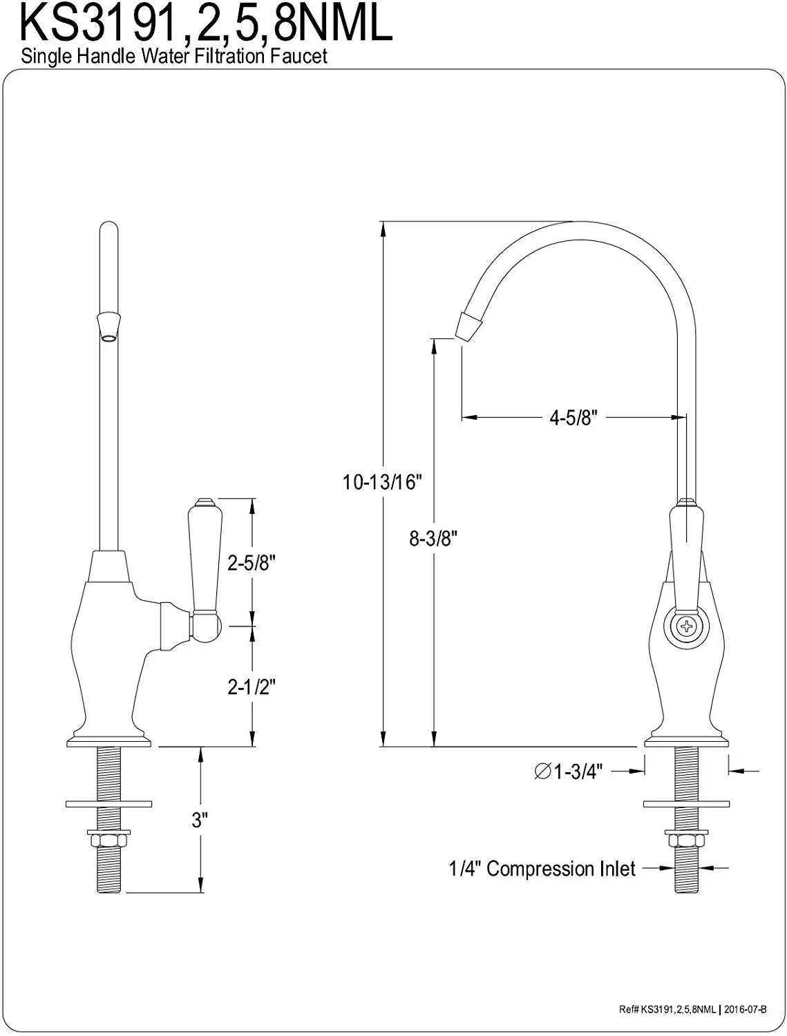 Kingston Brass KS3198NML Magellan Design 1/4 Turn Water Filter Faucet, Brushed Nickel