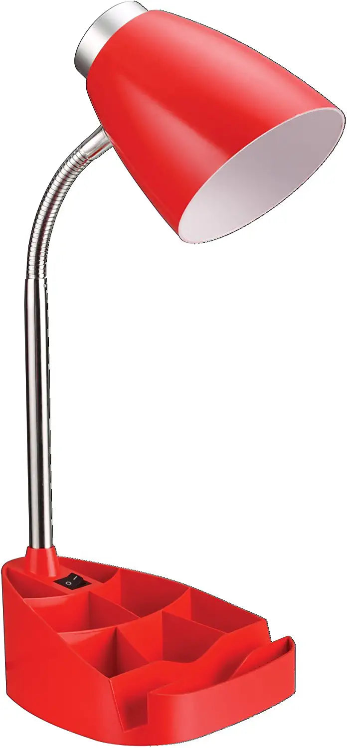 Limelights LD1002-RED Gooseneck Organizer iPad Stand or Book Holder Desk Lamp, Red