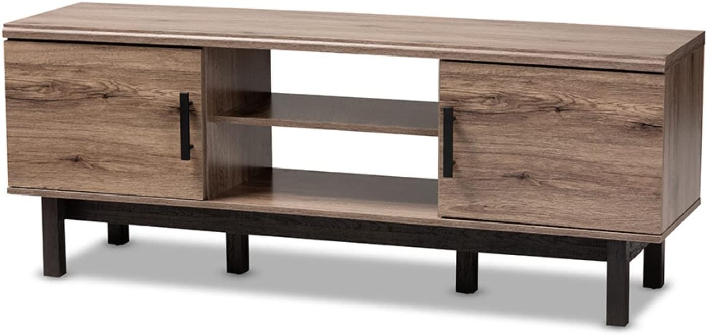Baxton Studio Arend Modern and Contemporary Two-Tone Oak and Ebony Wood 2-Door TV Stand