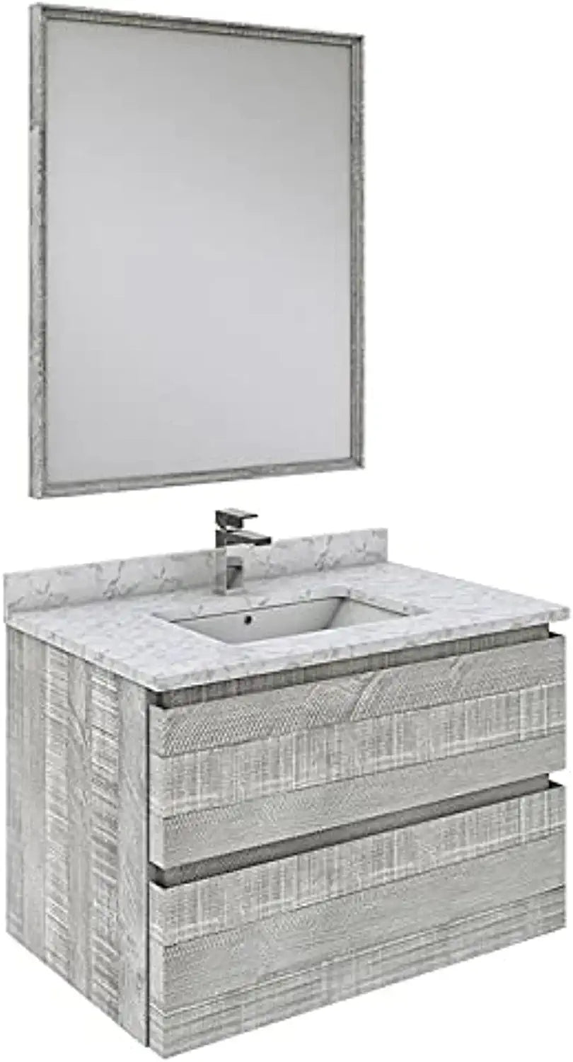 Fresca Formosa 30&#34; Wall Hung Modern Bathroom Vanity w/Mirror in Ash