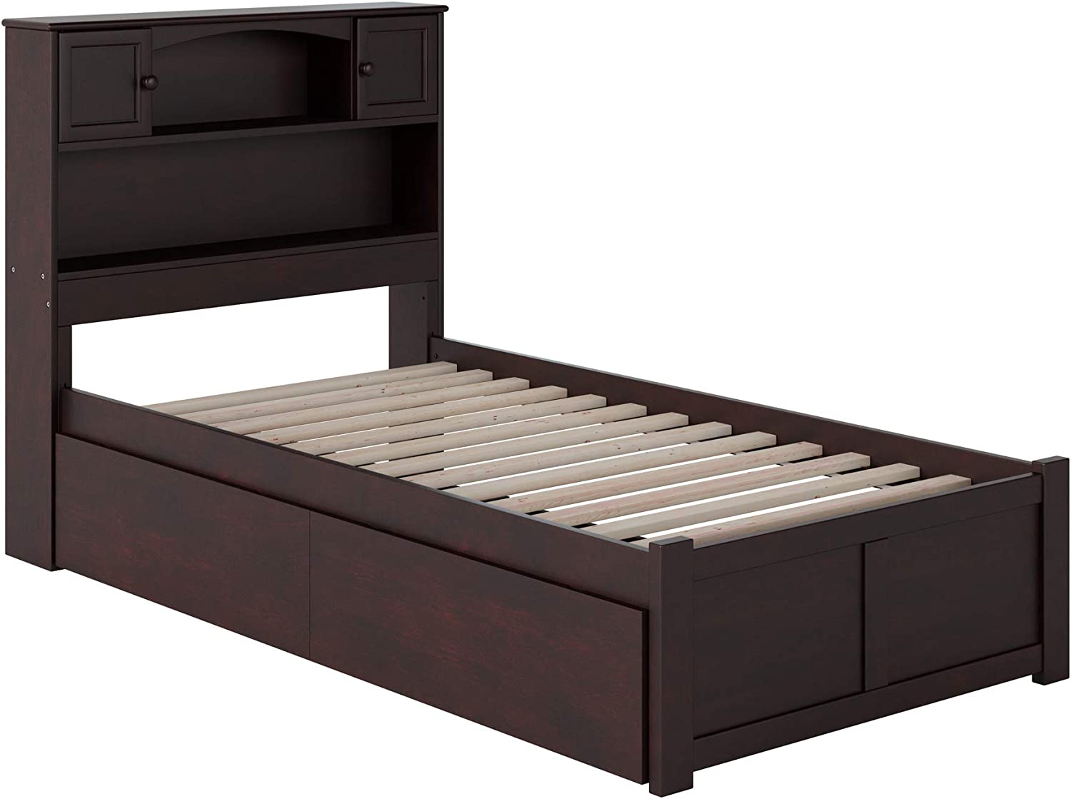 AFI Newport Platform Flat Panel Footboard and Turbo Charger with Urban Bed Drawers, Twin/X-Large, Espresso