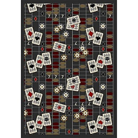 Joy Carpets Games People Play Feeling Lucky Gaming Area Rugs, 92-Inch by 129-Inch by 0.36-Inch, Charcoal