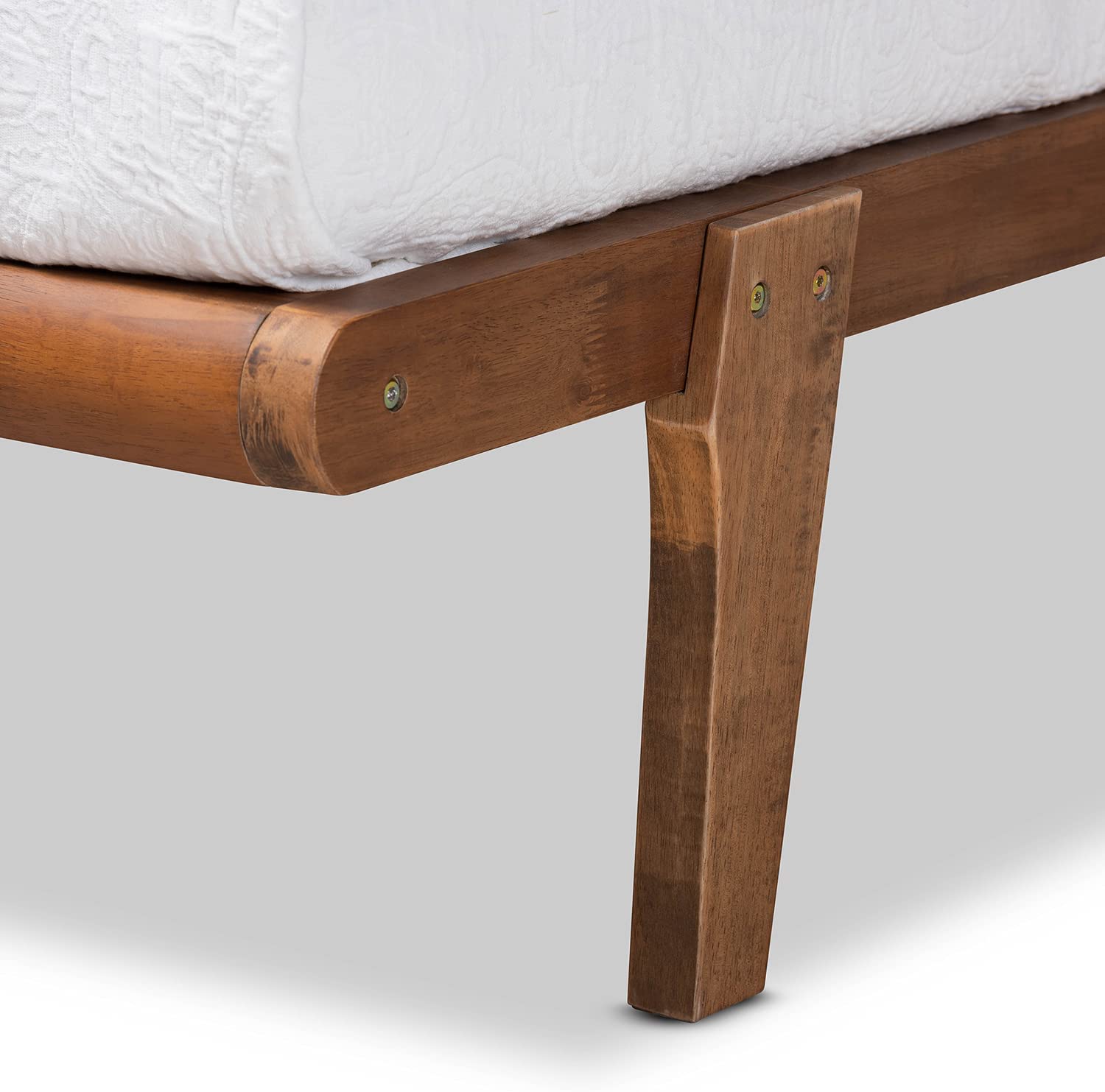 Baxton Studio Kaia Mid-Century Modern Walnut Brown Finished Wood Twin Size Platform Bed Frame