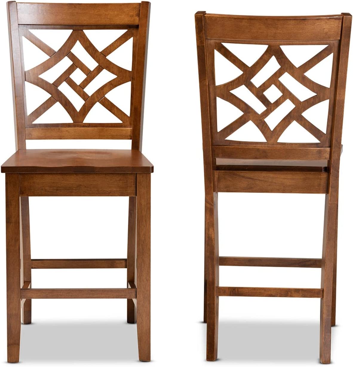 Baxton Studio Nicolette Modern and Contemporary Transitional Walnut Brown Finished Wood 2-Piece Counter Stool Set