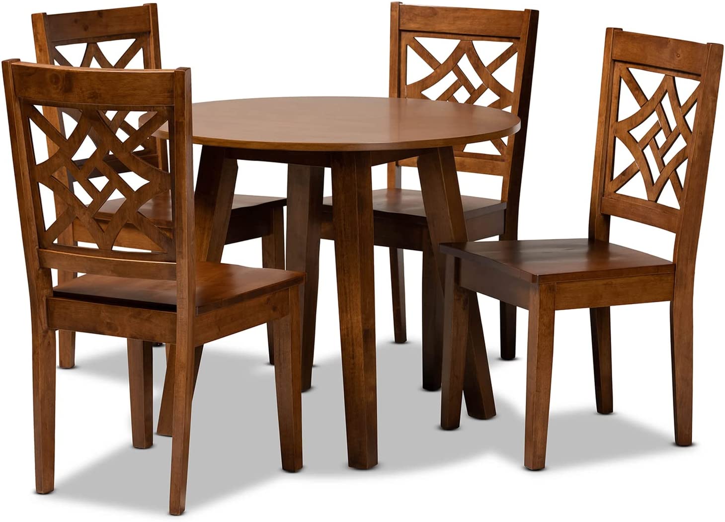 Baxton Studio Rava Modern and Contemporary Walnut Brown Finished Wood 5-Piece Dining Set