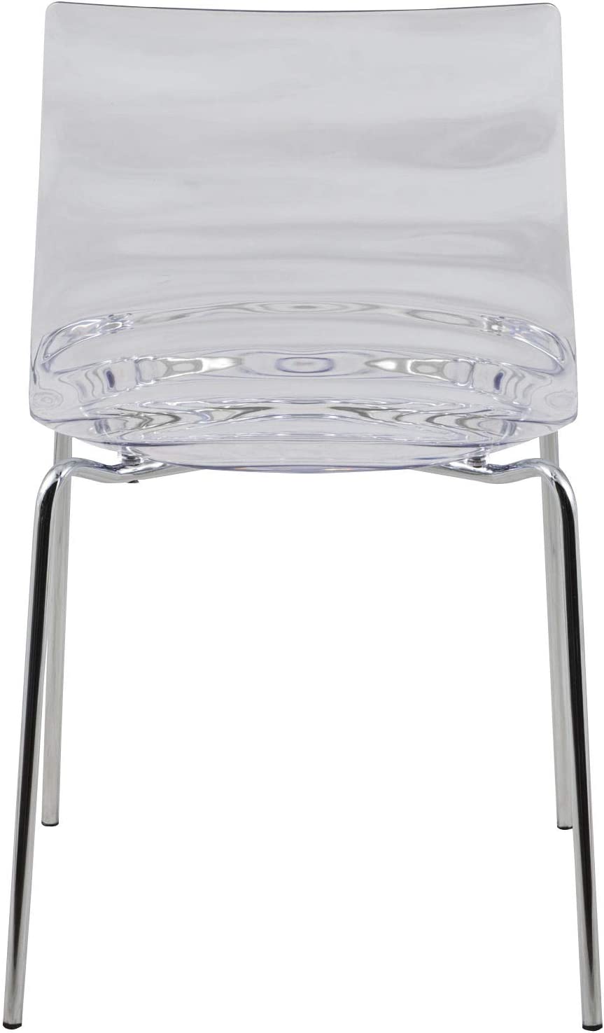 LeisureMod Astor Water Ripple Design Modern Lucite Dining Side Chair with Metal Legs, Transparent Black