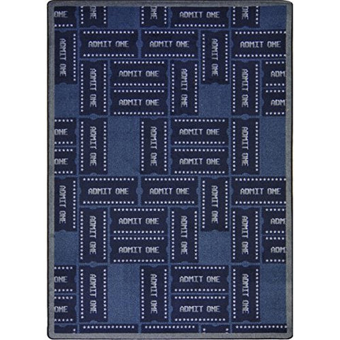 Joy Carpets Any Day Matinee Admit One Theater Area Rugs, 64-Inch by 92-Inch by 0.36-Inch, Blue