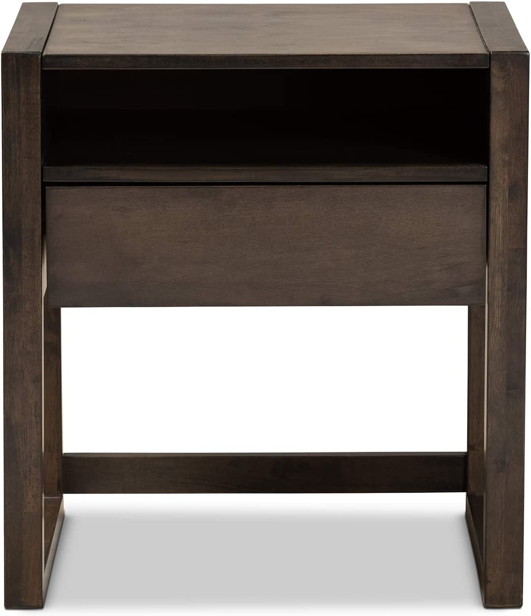 Baxton Studio Inicio Modern and Contemporary Ash Brown Finished 1-Drawer Wood Nightstand