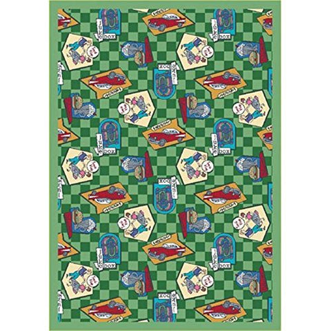 Joy Carpets Kaleidoscope Fabulous Fifties Whimsical Area Rugs, 92-Inch by 129-Inch by 0.36-Inch, Green