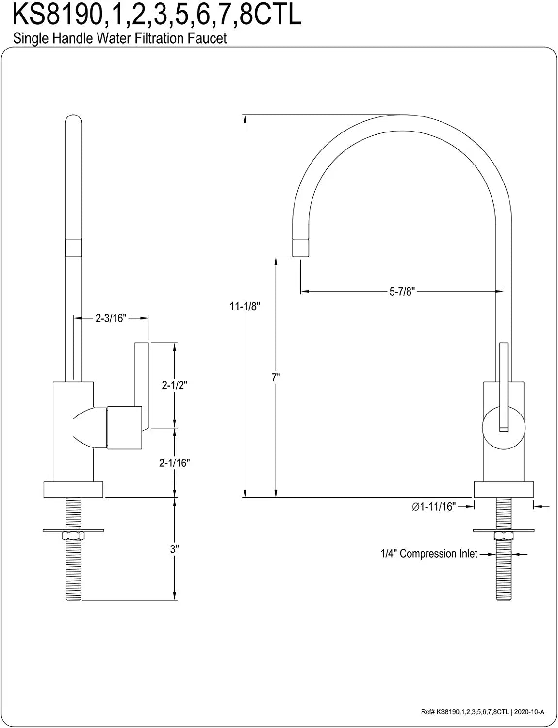 KINGSTON BRASS KS8195CTL Continental Water Filtration Faucet, Oil Rubbed Bronze