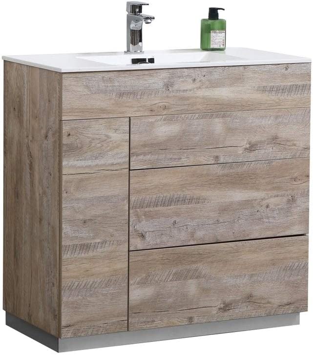 Milano 36Inch Nature Wood Modern Bathroom Vanity