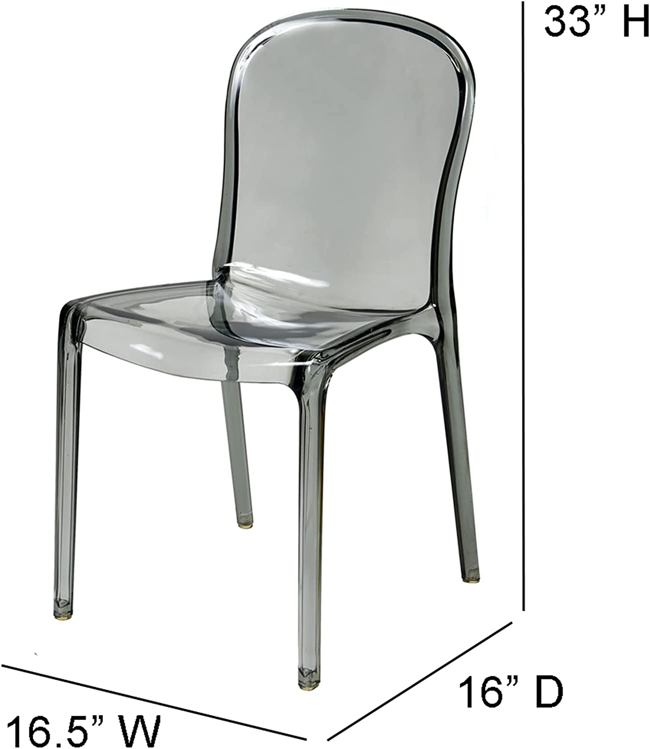 Commercial Seating Products Polycarbonate Genoa Chairs, Smoke Grey